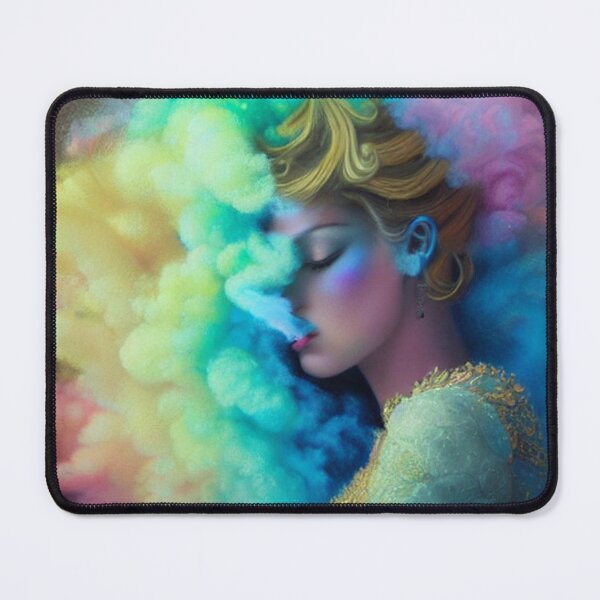 Item preview, Dreamlike art colorful smoke morphing into beautiful woman, rainbow, pastel designed and sold by ValleyDream.