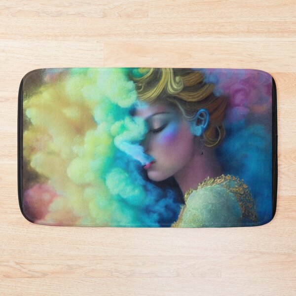 Item preview, Dreamlike art colorful smoke morphing into beautiful woman, rainbow, pastel designed and sold by ValleyDream.