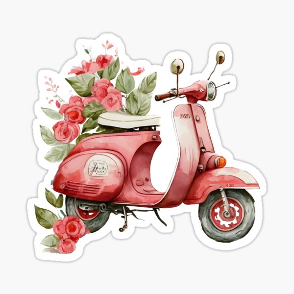 Moped Sticker Hibiscus Flower Scooter Tattoo M683 