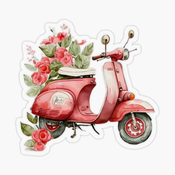 Pink Scooter Transparent Stickers for Sale