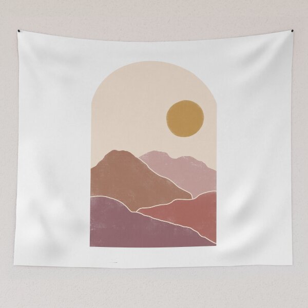Item preview, Boho Style mountain Scene, Line Art, geometric, Mountain art  designed and sold by niccdefilippis.