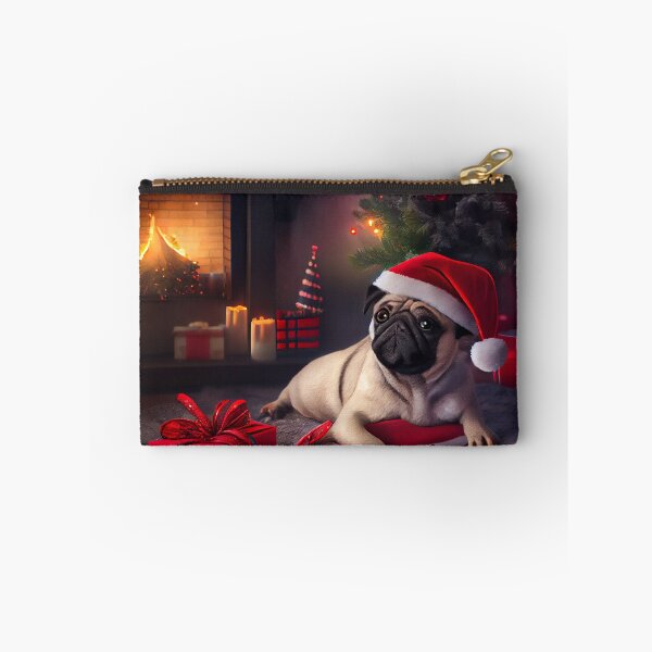Artikelvorschau, Ein Mops mit Weihnachtsmütze entworfen und verkauft von Patrick Edwards.
