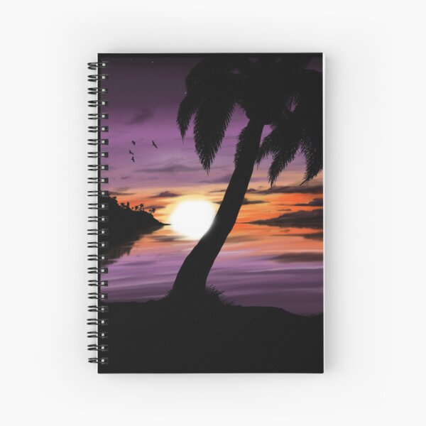 Purple Beach Sunset Spiral Notebook
