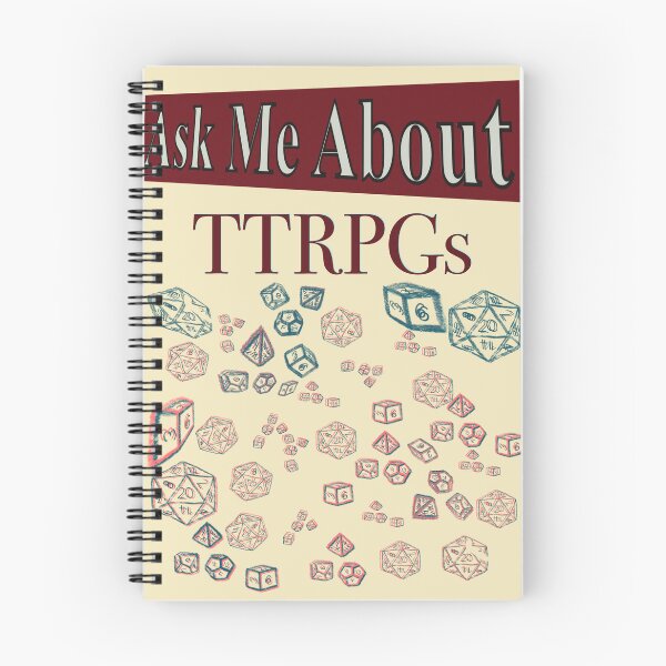 Item preview, Ask Me About TTRPGs Text and Dice Sketch - TTRPG designed and sold by jolabrese.