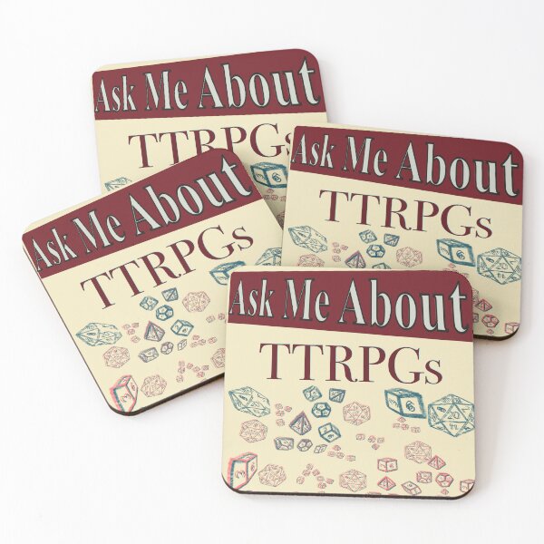 Item preview, Ask Me About TTRPGs Text and Dice Sketch - TTRPG designed and sold by jolabrese.