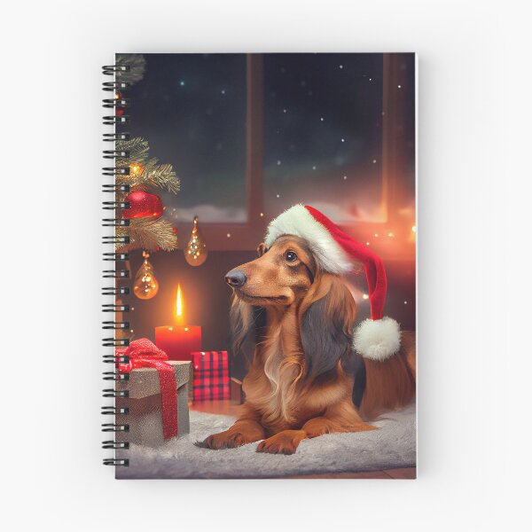 Item preview, Long-haired Dachshund wearing a Santa hat designed and sold by Patrick Edwards.