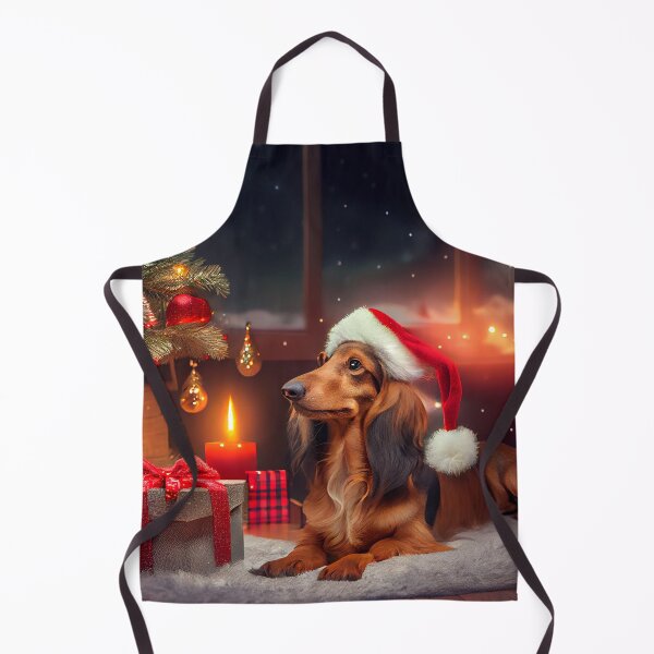 Item preview, Long-haired Dachshund wearing a Santa hat designed and sold by Patrick Edwards.