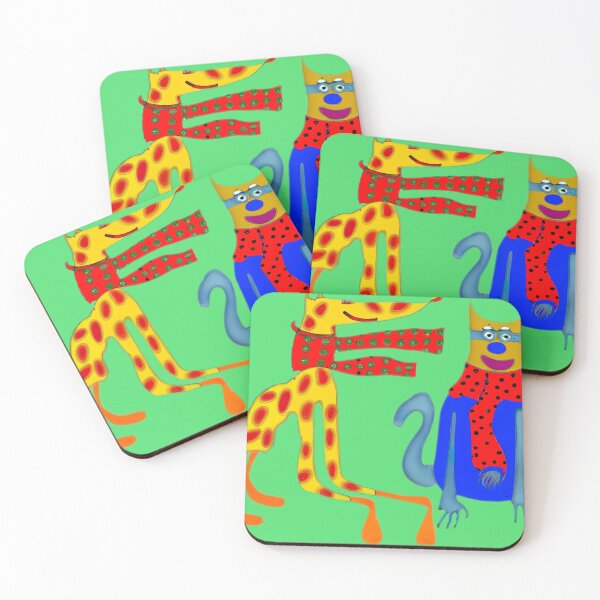 Item preview, Cartoon Dog and Cat wearing scarves looking for a home .   Cute and quirky designed and sold by Inspire-me-CYK.