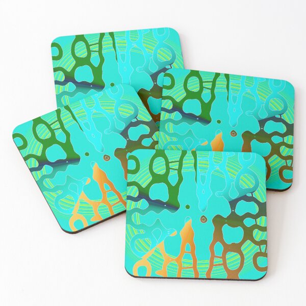Item preview, Turquoise Peach and dark blue asymmetrical geometrical shapes by Code03. designed and sold by Code03.