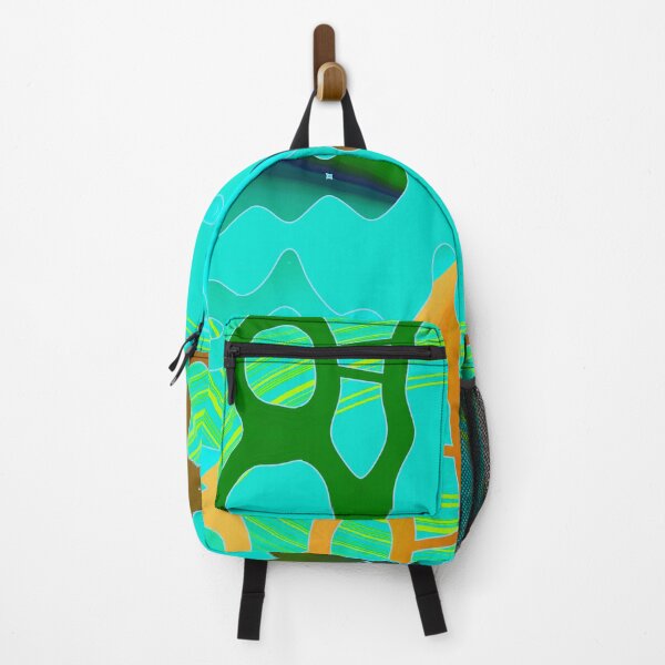 Item preview, Turquoise Peach and dark blue asymmetrical geometrical shapes by Code03. designed and sold by Code03.