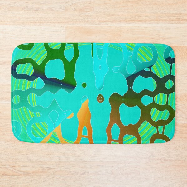 Item preview, Turquoise Peach and dark blue asymmetrical geometrical shapes by Code03. designed and sold by Code03.