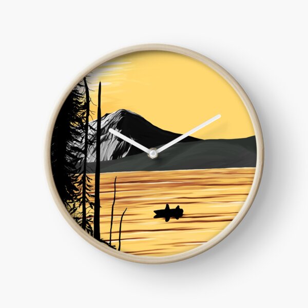 Yellow and Black Sunset Clock