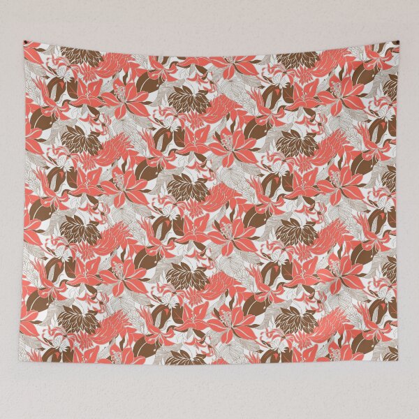 Item preview, Contour Hawaii Tropical Lily and Protea Floral - Coral and Cocoa Brown designed and sold by DriveIndustries.