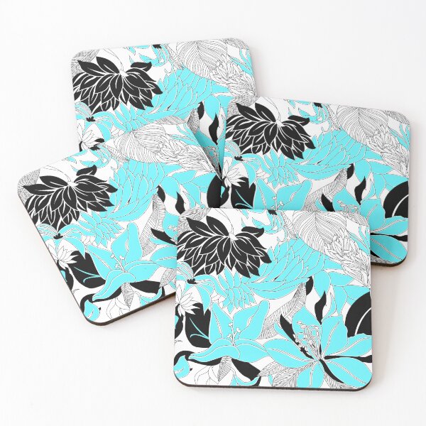 Item preview, Contour Hawaii Tropical Lily and Protea Floral - Aqua & Black designed and sold by DriveIndustries.