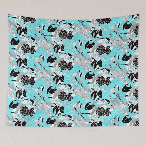 Item preview, Contour Hawaii Tropical Lily and Protea Floral - Aqua & Black designed and sold by DriveIndustries.