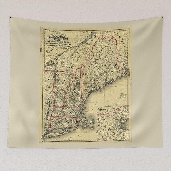 Item preview, Map of Maine, New Hampshire, Vermont, Massachusetts, Rhode Island, Connecticut and Lower Canada (1860) designed and sold by allhistory.