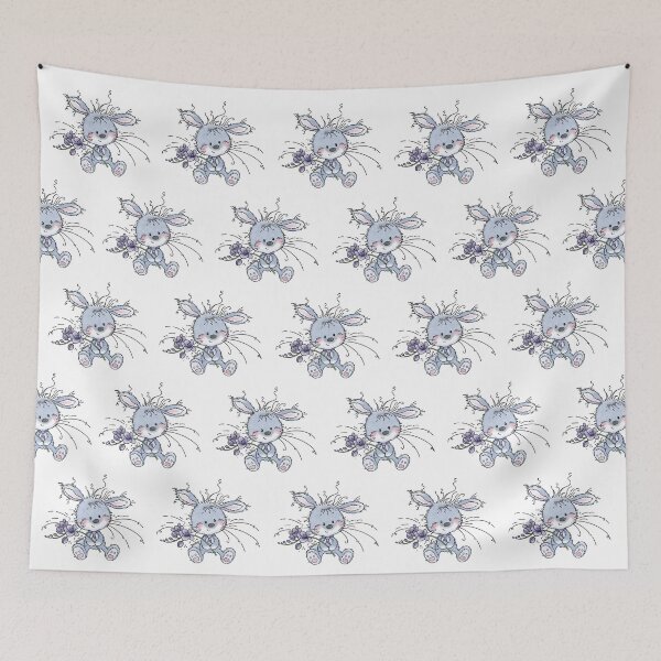 Item preview, Freesia the super cute blue rabbit designed and sold by Kathysartroom.