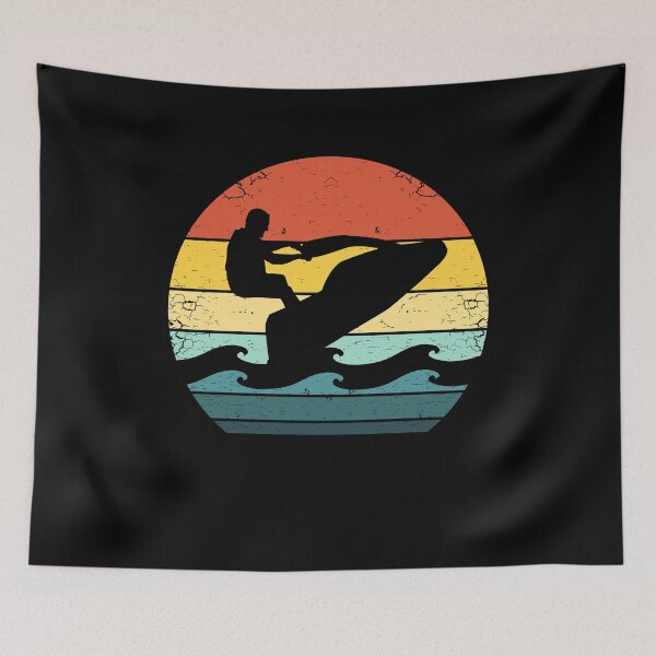 Item preview, 70s Water Scooter Silhouette in a Retro Sunset designed and sold by KleverOlivier.
