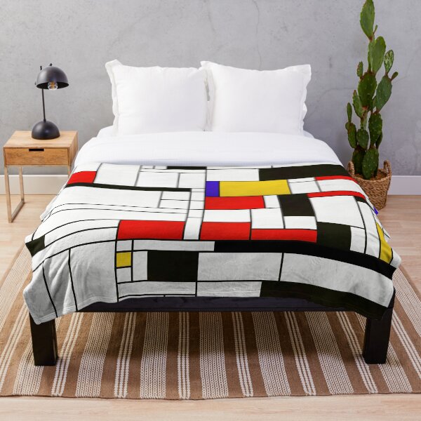 Mondrian Style Abstract Art Throw Blanket