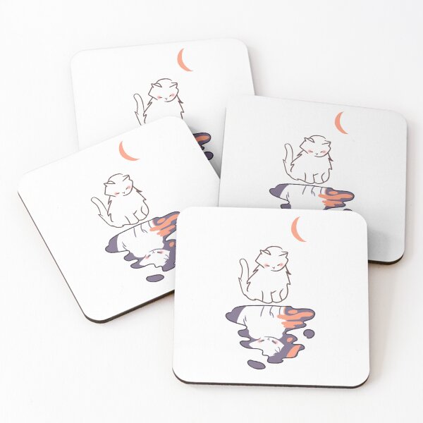 Item preview, white cat looking down at its own reflection from moonlight designed and sold by moonna designs.