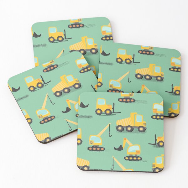 Item preview, Yellow Construction Vehicles On Green designed and sold by SamAnnDesigns.