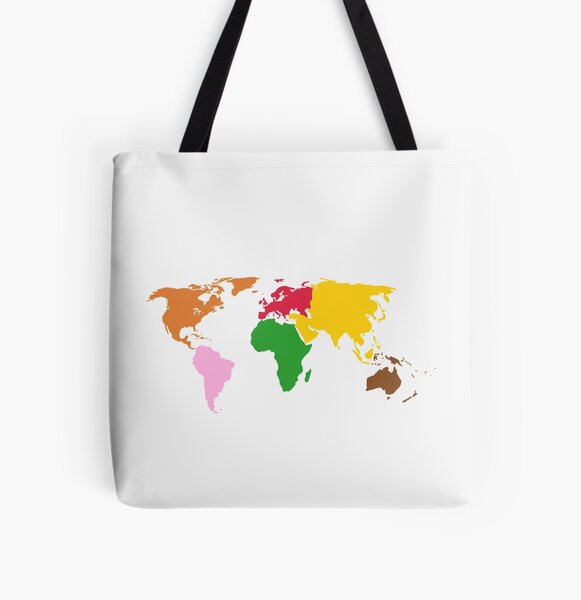 World Map Tote Bag Modern Topographical Atlas Map Theme Tote 