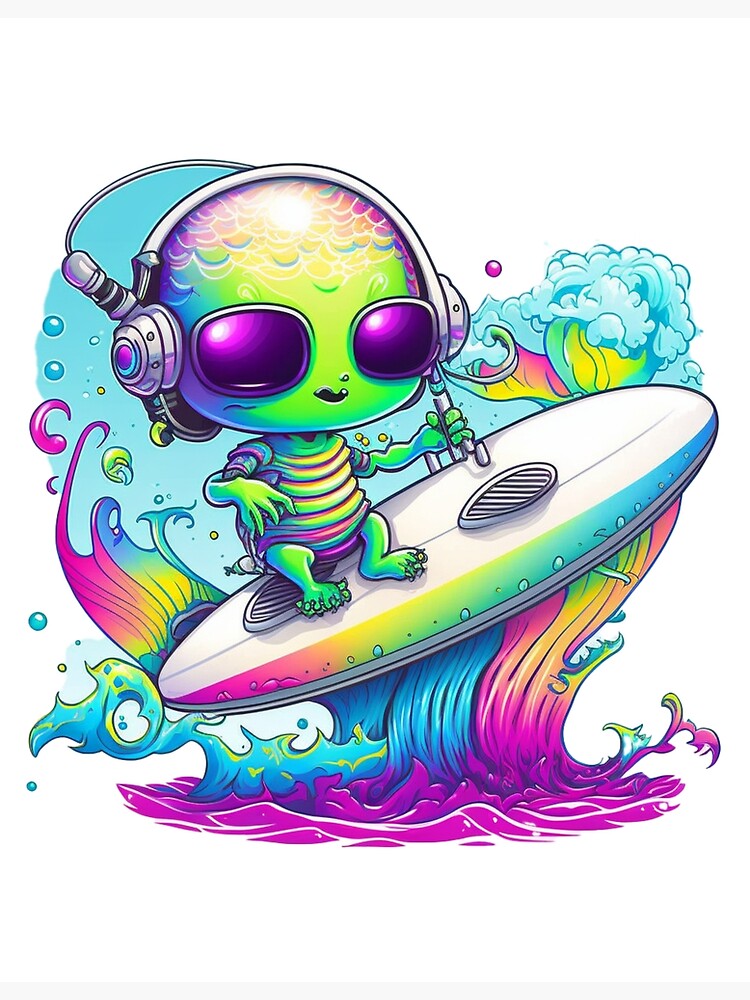 Discover alien surfer Premium Matte Vertical Poster