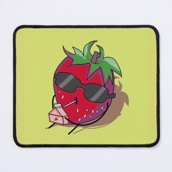 Item preview, design of a cool strawberry with dark glasses sitting drinking strawberry milk designed and sold by kitsuneins.