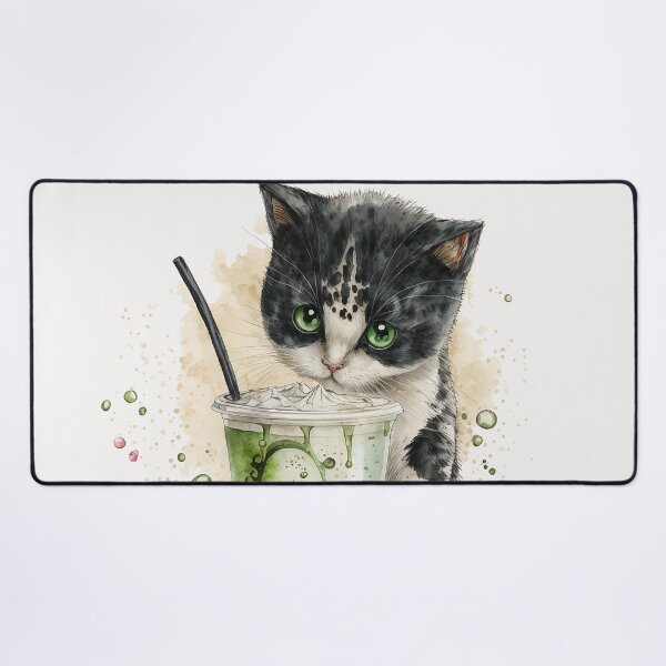 Artikelvorschau, Süße Katze mit Boba Tee - sumie painting entworfen und verkauft von MaitionDesigns.