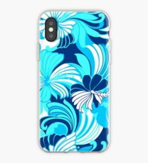 Hibiscus Jungle Hawaiian Tropical Floral - Navy, Turq & Aqua iPhone Case