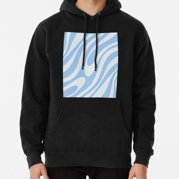 Retro Liquid Swirl Abstract Pattern in Pastel Powder Blue  Pullover Hoodie  for Sale by kierkegaard