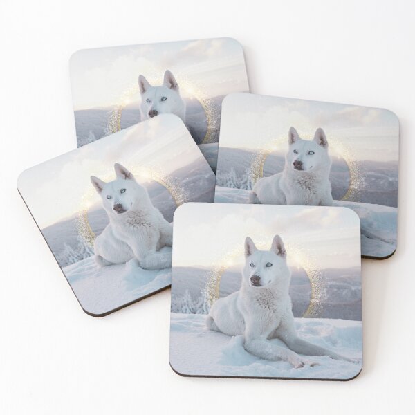 Item preview, BEAUTIFUL SNOWY WINTER WOLF WITH GOLD designed and sold by iridescentarts.