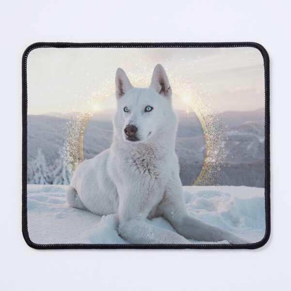 Item preview, BEAUTIFUL SNOWY WINTER WOLF WITH GOLD designed and sold by iridescentarts.