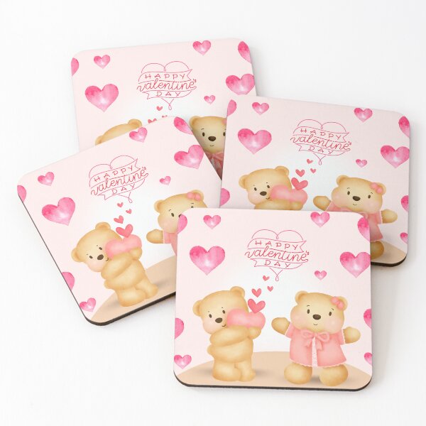 Item preview, Happy Valentine's Day Teddy Bears with Pink Hearts designed and sold by silviaol.