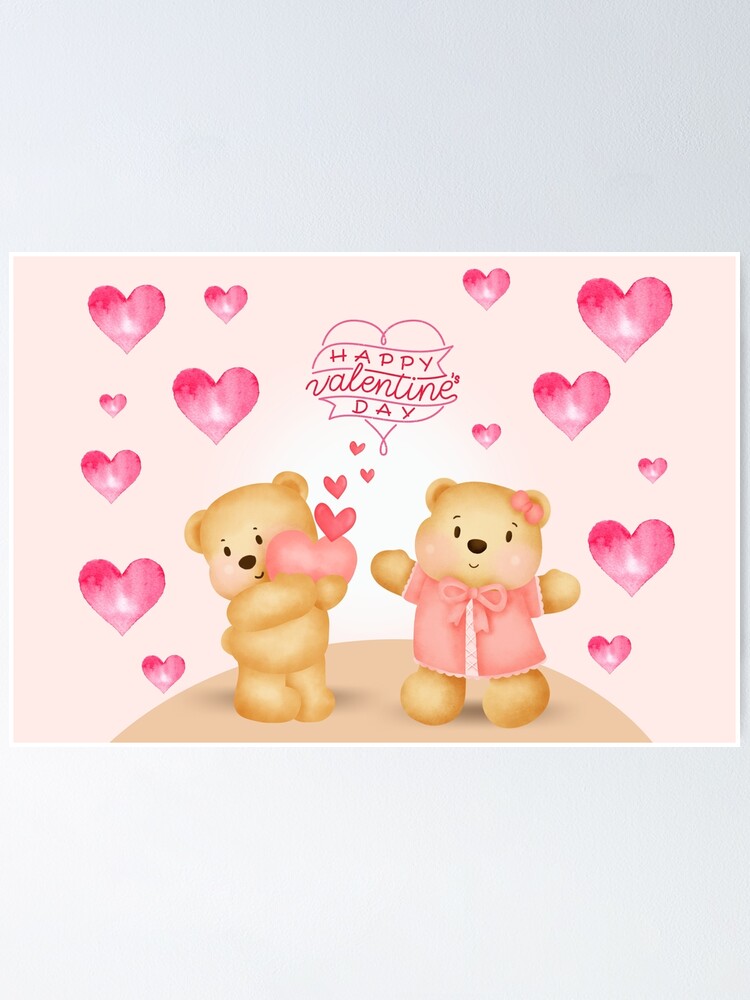 Póster for Sale con la obra «Ositos de peluche con corazones rosas