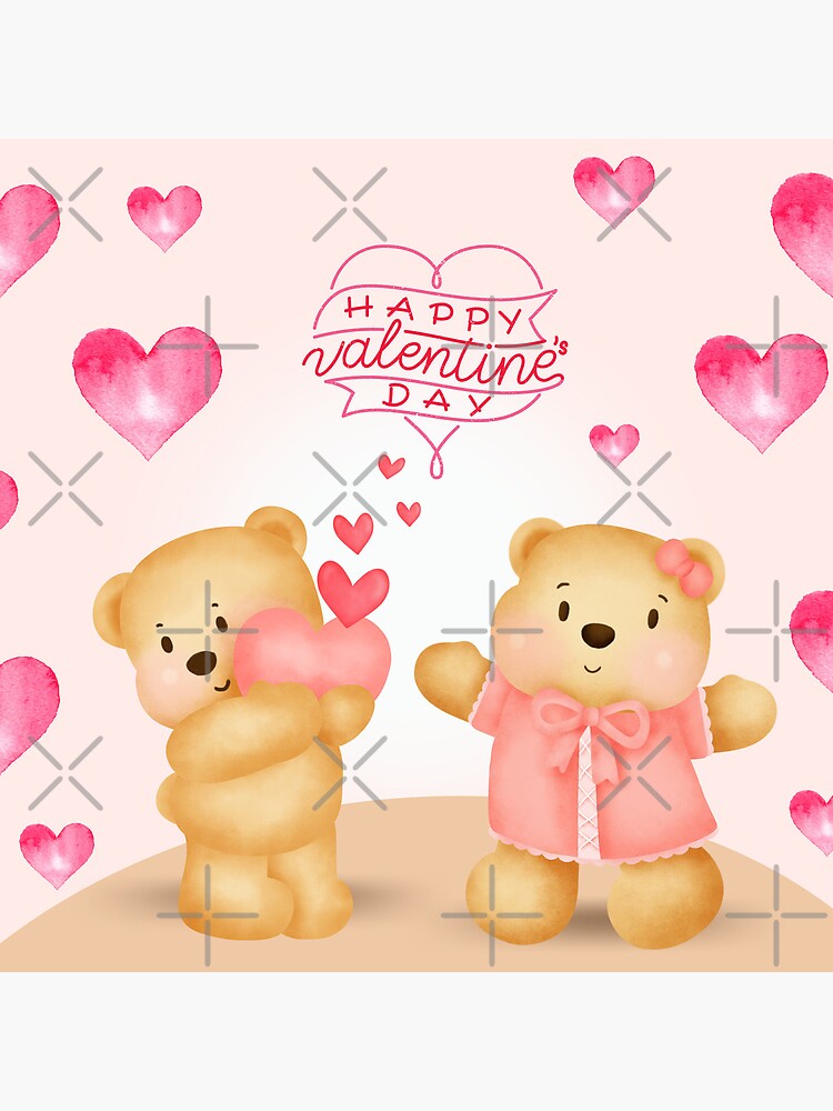 Ositos de peluche con corazones rosas para el día de San Valentín Reloj