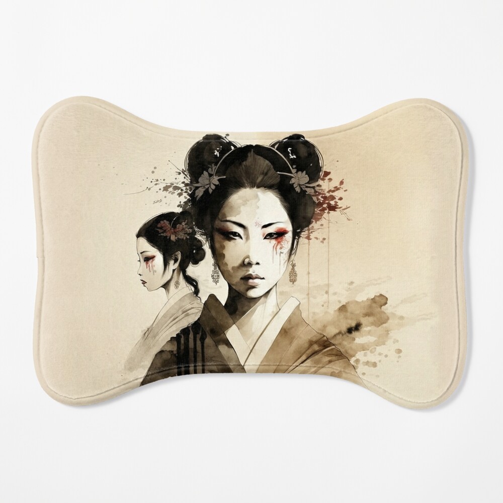 Lámina rígida con la obra «Hermosa geisha japonesa - pintura sumie» de  MaitionDesigns | Redbubble