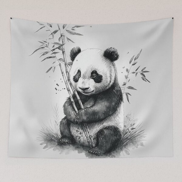 Artikelvorschau, Panda Bär liebt Bambus - sumie painting entworfen und verkauft von MaitionDesigns.