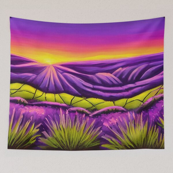 Item preview, Purple Lavender Sunset Glow Landscape Art, Lavender Art, Mountain Sunset ART designed and sold by viewgraphics.