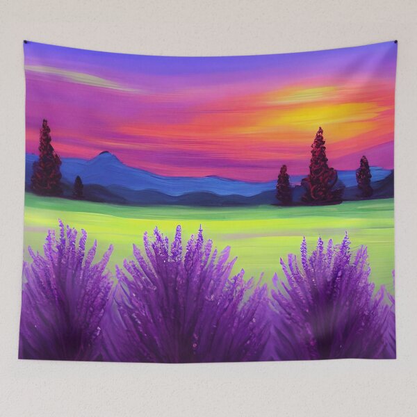 Item preview, Purple Lavender Sunset Glow Landscape Art, Lavender Art, Mountain Sunset ART designed and sold by viewgraphics.