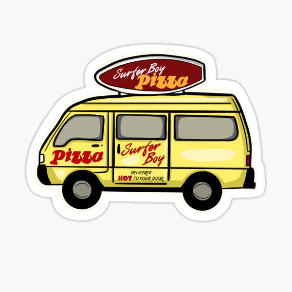 "Surfer Boy Pizza" Sticker for Sale by Mikaylabdesigns Redbubble