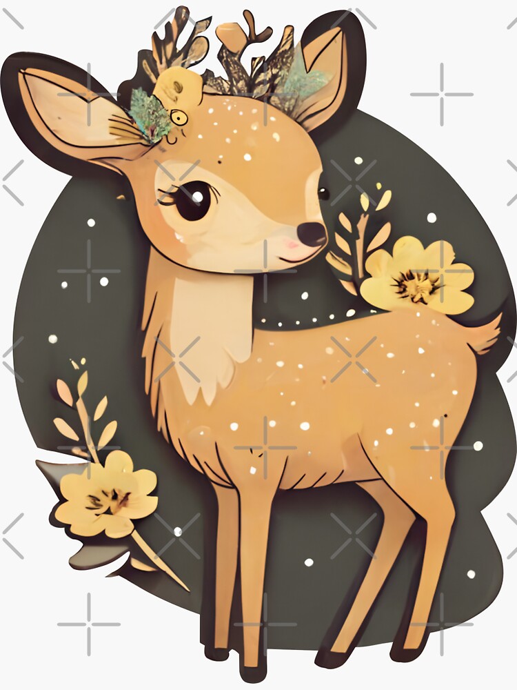 Cute Fawn Sticker Sticker For Sale By Puredesign Redbubble