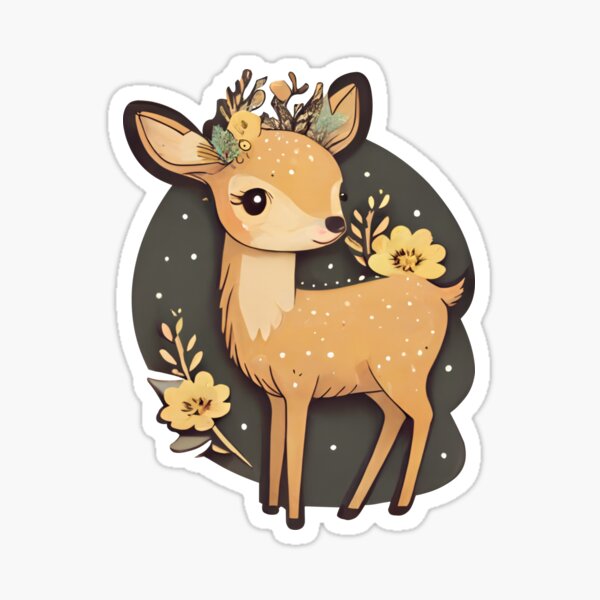 Cute Fawn Sticker Sticker For Sale By Puredesign Redbubble