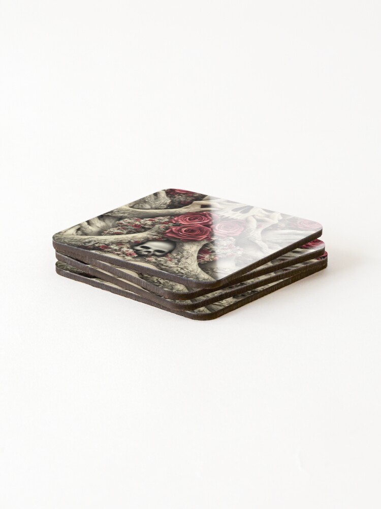 Thumbnail 4 of 5, Coasters (Set of 4), Skull and Roses designed and sold by Marcus-Rufus.