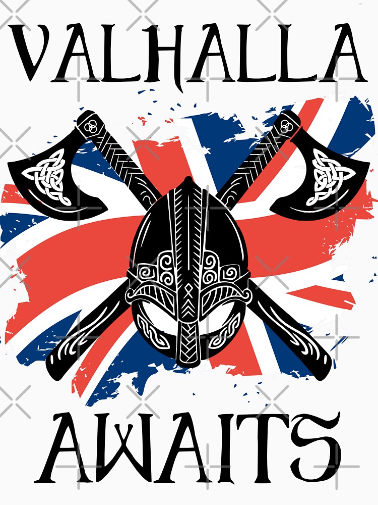 Valhalla Awaits English Flag T Shirt For Sale By Georgy09 Redbubble Valhalla Awaits T