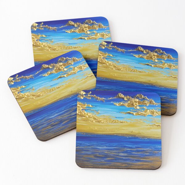 Item preview, Hand-Painted Blue Sky Art, Gold Foil Art, Blue Ocean Art, Abstract Art  designed and sold by viewgraphics.
