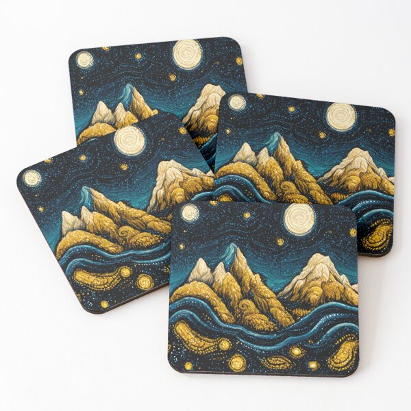Item preview, Blue and Gold Mountains And Rivers Under a Starry Night Sky 1 designed and sold by Styxiann.