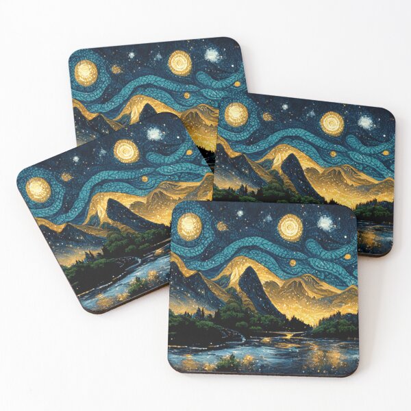 Item preview, Blue and Gold Mountains And Rivers Under a Starry Night Sky 2 designed and sold by Styxiann.