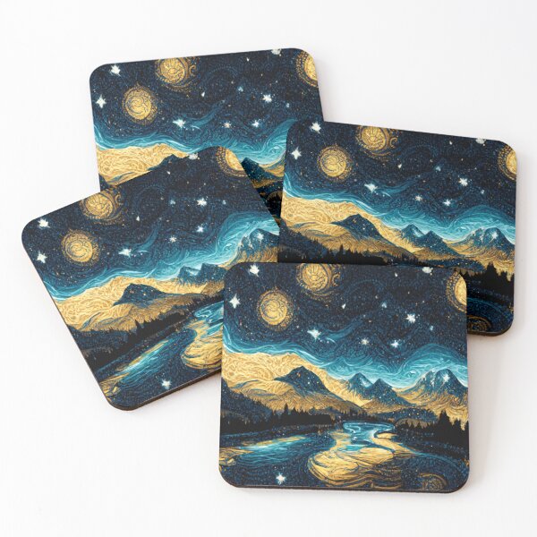 Item preview, Blue and Gold Mountains And Rivers Under a Starry Night Sky 3 designed and sold by Styxiann.