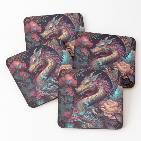 Item preview, Dragon and flowers designed and sold by ArslanWorld.